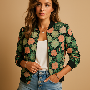 Lichtgewicht zomerjas met print voor dames, ademend en comfortabel. Perfecte layering voor warme dagen, reizen en casual zomerse outfits.