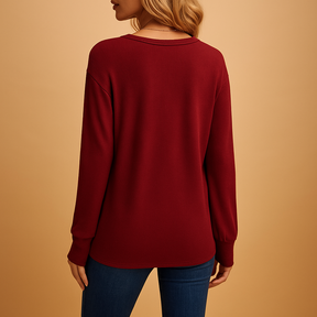 Dames blouse met V-hals en knoopsluiting in zwart, wit, rood, groen en donkerblauw – luchtige pasvorm voor werk en dagelijks gebruik