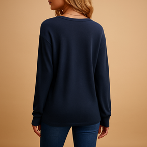 Dames blouse met V-hals en knoopsluiting in zwart, wit, rood, groen en donkerblauw – luchtige pasvorm voor werk en dagelijks gebruik
