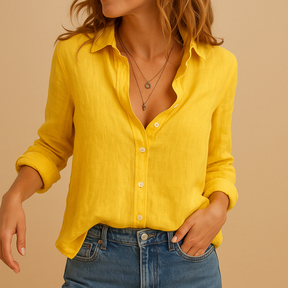 Casual damesblouse met luchtige, ademende stof en losvallende pasvorm – ideaal voor herfstoutfits en laagdrempelige stylingmomenten