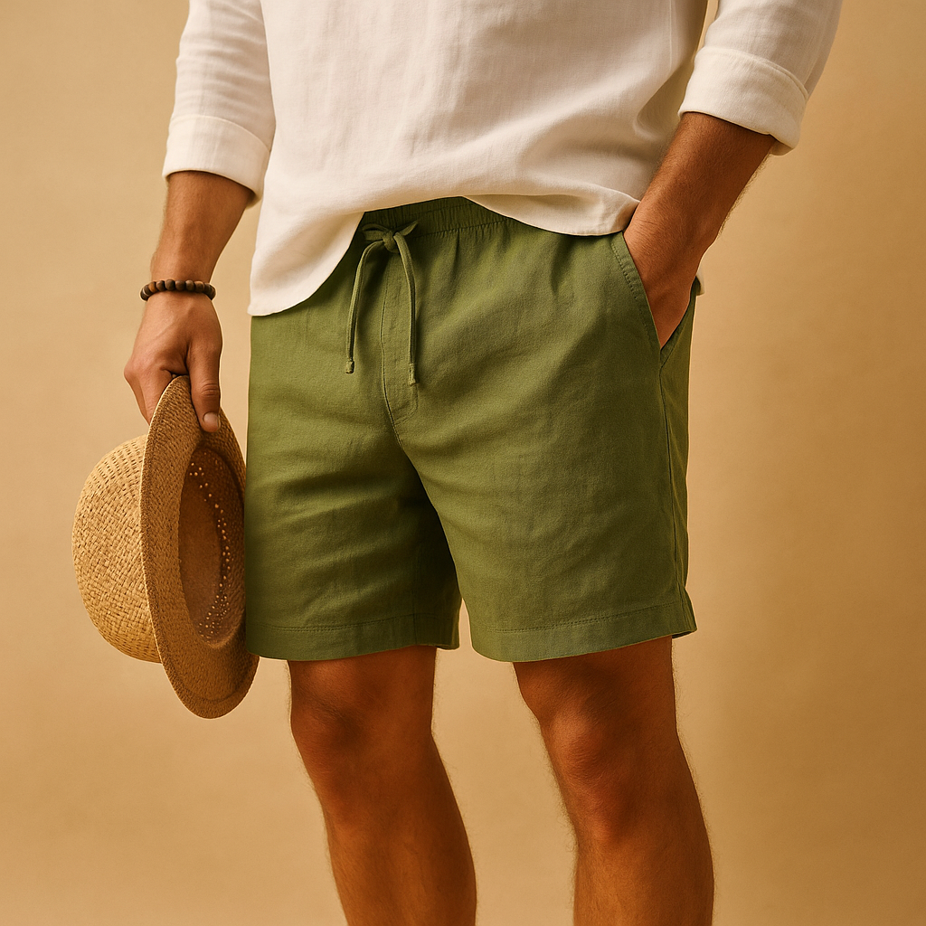 Zomershort voor heren met verstelbare tailleband en zakken, gemaakt van licht ademend materiaal voor strand en vrije tijd