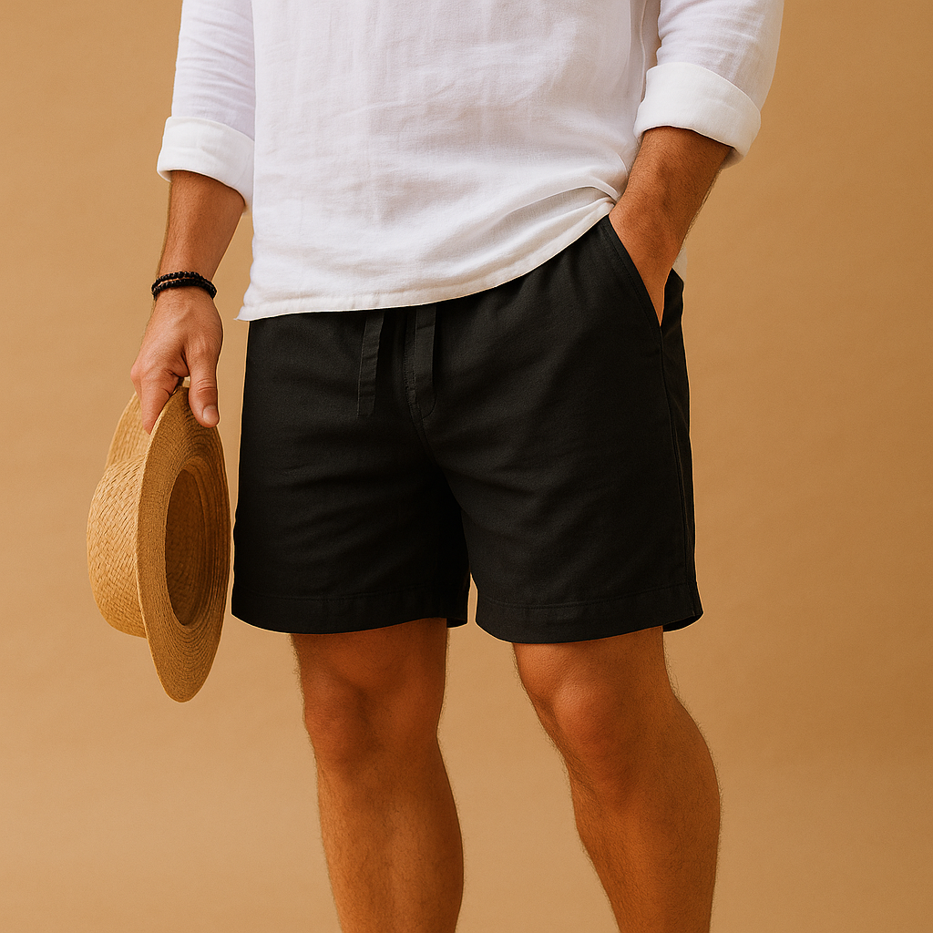 Zomershort voor heren met verstelbare tailleband en zakken, gemaakt van licht ademend materiaal voor strand en vrije tijd