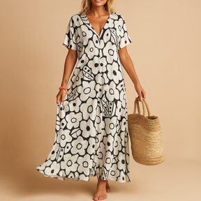 Zomerjurk met korte mouwen voor dames, luchtig en comfortabel ontwerp, ideaal voor zomerse dagen, casual uitstapjes en tuinfeestjes