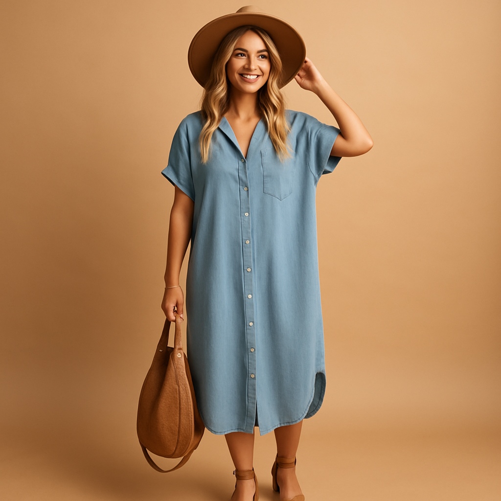 Luchtige zomerjurk voor dames in hemelsblauw, perfect voor strand, casual uitjes en zomerfeesten