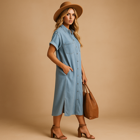 Luchtige zomerjurk voor dames in hemelsblauw, perfect voor strand, casual uitjes en zomerfeesten