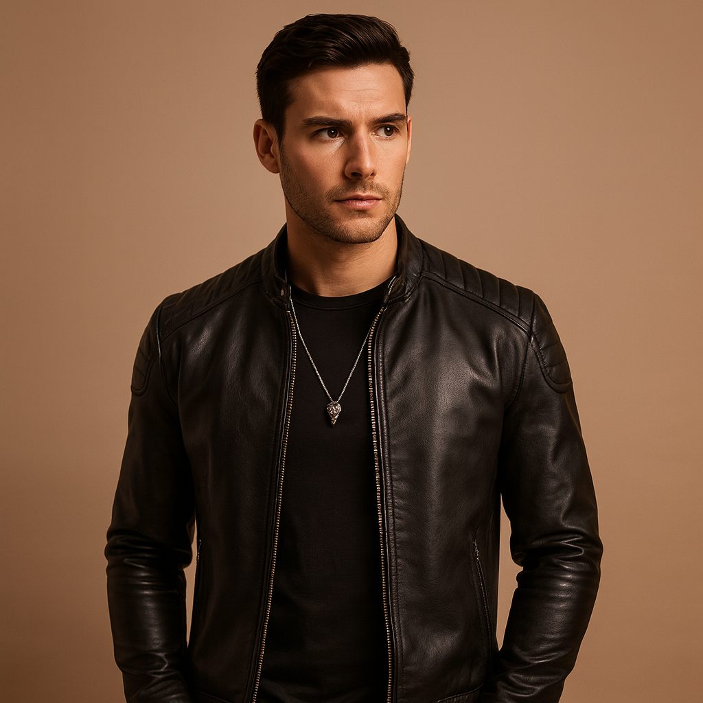 Luxe bikerjack voor heren met zacht ademend materiaal, perfect voor zowel zakelijke als casual looks.