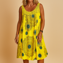 Zomerjurk voor dames zonder mouwen met kleurrijke print, perfect voor warme dagen, vakantie of casual gelegenheden.