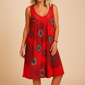 Zomerjurk voor dames zonder mouwen met kleurrijke print, perfect voor warme dagen, vakantie of casual gelegenheden.