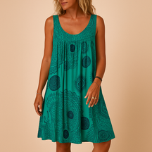Zomerjurk voor dames zonder mouwen met kleurrijke print, perfect voor warme dagen, vakantie of casual gelegenheden.