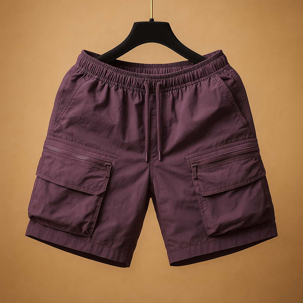 Oversized heren cargo shorts van sneldrogend nylon met meerdere zakken, perfect voor een luchtige en functionele zomeroutfit.