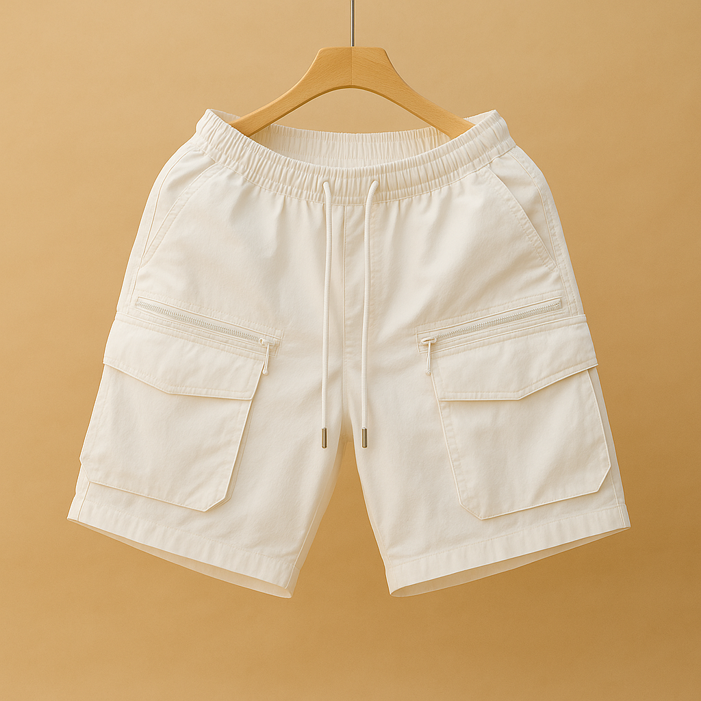 Oversized heren cargo shorts van sneldrogend nylon met meerdere zakken, perfect voor een luchtige en functionele zomeroutfit.