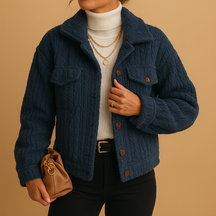 Oversized jas voor dames met parelknopen, boxy pasvorm en zachte stof. Ideaal voor seizoenslagen en minimalistische, trendy outfits.