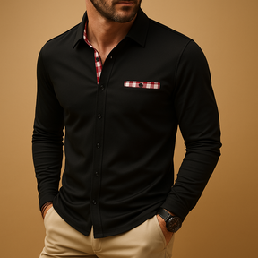 Heren polo shirt met lange mouwen en kraag in marineblauw, ideaal voor casual en zakelijke outfits, comfortabel en stijlvol