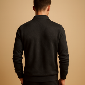 Heren polo trui met kwart rits en geometrisch patroon, ideaal voor herfst en winter, geschikt voor zowel werk als vrije tijd.