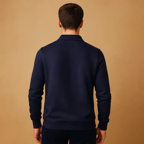 Heren polo trui met kwart rits en geometrisch patroon, ideaal voor herfst en winter, geschikt voor zowel werk als vrije tijd.