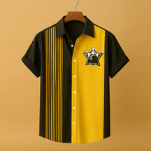 Heren poloshirt met bowlingprint in ademende stof, ideaal voor casual en sportieve outfits met een speelse twist.