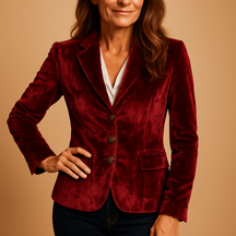 Retro damesblazer met reverskraag en zakken, slim-fit pasvorm – ideaal voor werk of een casual-chique look.