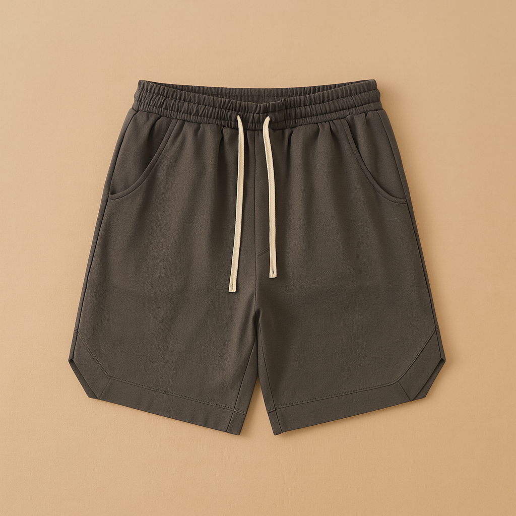 Retro sportshort voor heren met losse pasvorm en elastische tailleband, perfect voor sportieve activiteiten en ontspannen zomerdagen.