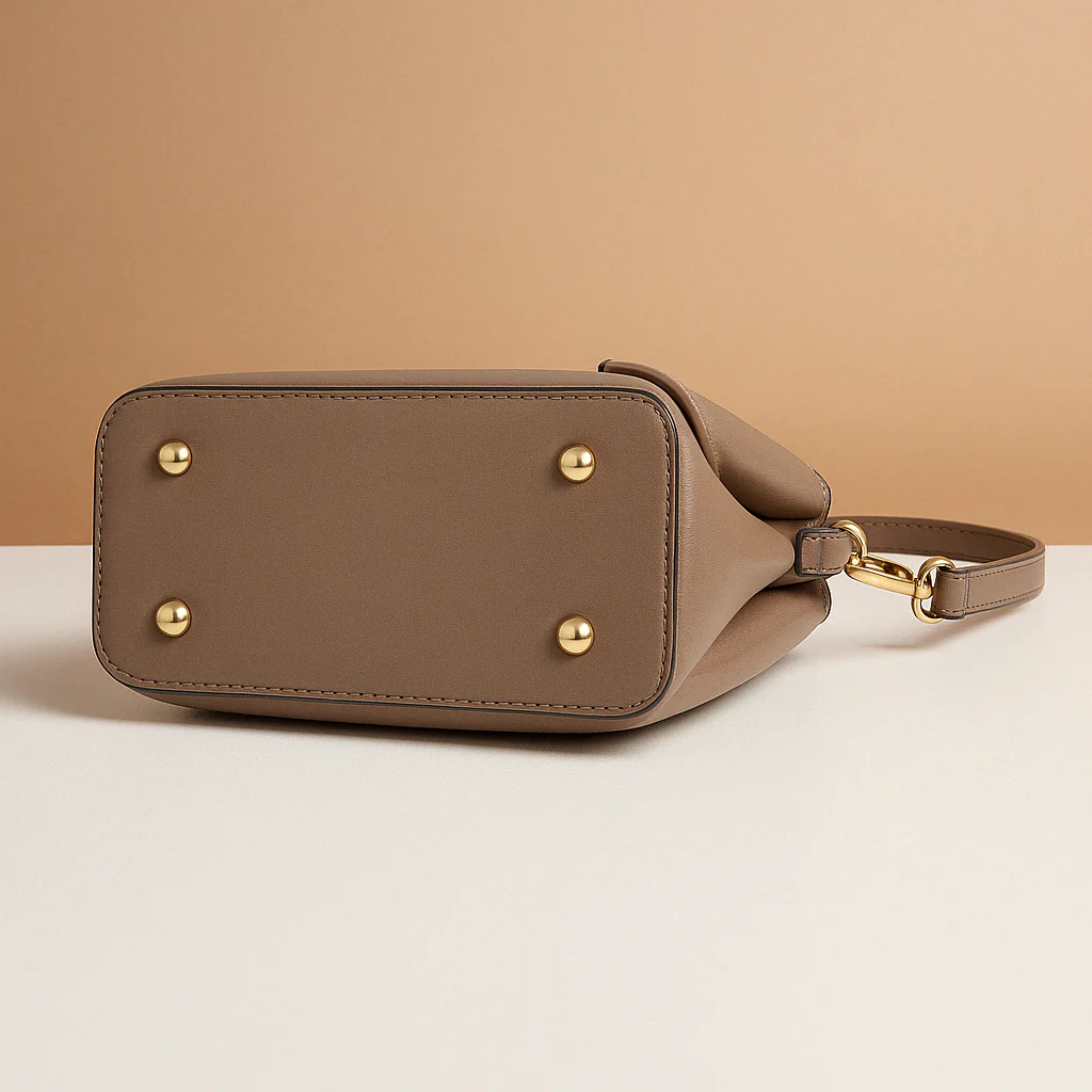 Schoudertas voor dames met geometrisch patroon, metalen accenten en verstelbare draagoptie, geschikt voor dagelijks en formeel gebruik.