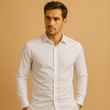 Heren slim fit overhemd van katoen met turndown-kraag, geschikt voor zakelijke en casual outfits met een moderne uitstraling.