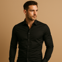 Heren slim fit overhemd van katoen met turndown-kraag, geschikt voor zakelijke en casual outfits met een moderne uitstraling.