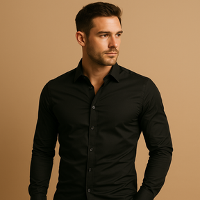 Heren slim fit overhemd van katoen met turndown-kraag, geschikt voor zakelijke en casual outfits met een moderne uitstraling.