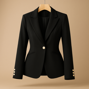 Dames blazer met reverskraag in slim fit pasvorm, perfect voor casual outfits en buitenevenementen, verkrijgbaar in zwart, beige en wit.
