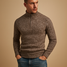 Casual geribd sweatshirt voor heren van katoen met opstaande kraag en knoopsluiting. Comfortabel, stijlvol en ideaal voor dagelijks gebruik.
