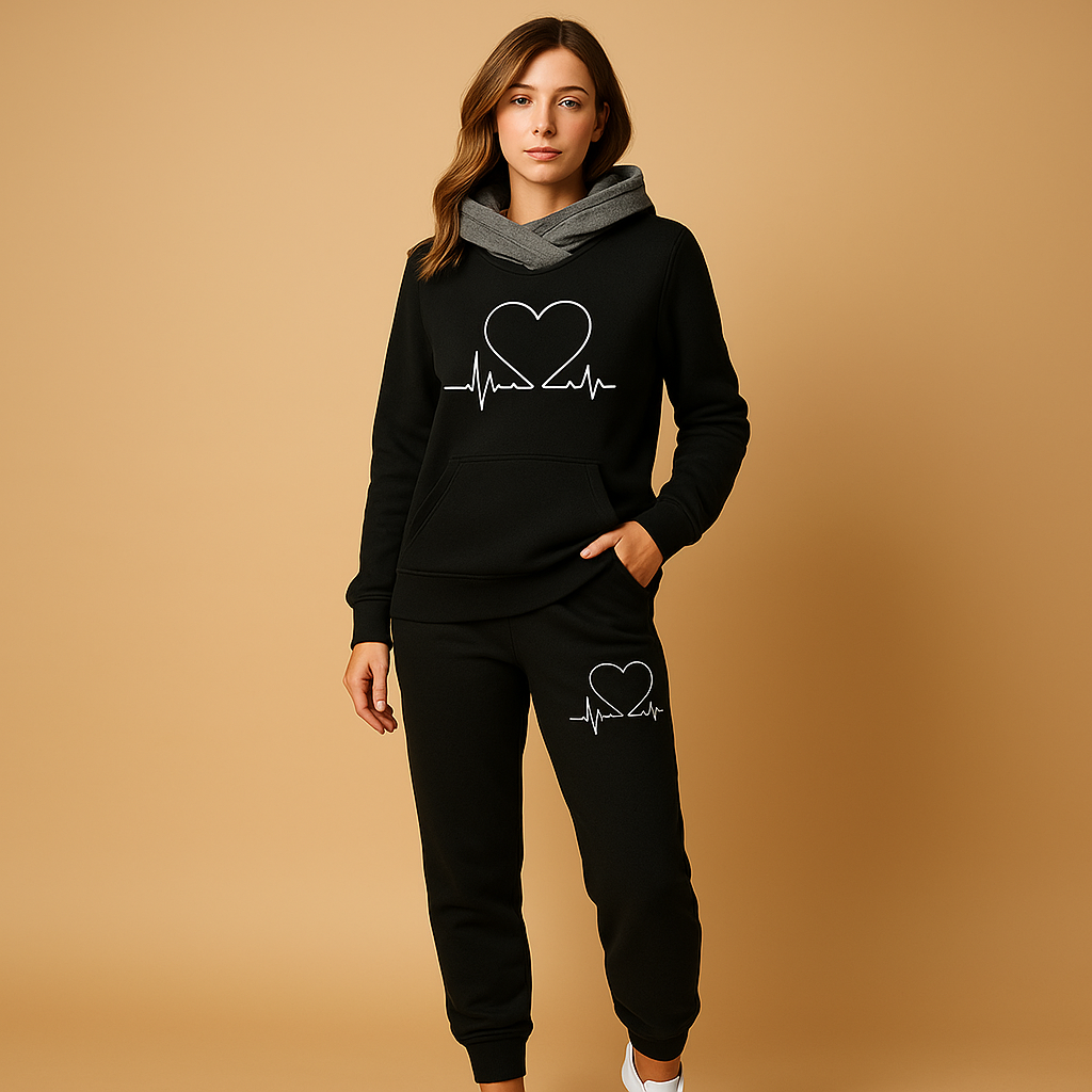 Jogging set voor dames met jack en broek in streetstyle ontwerp – perfect voor thuis en casual dagen buiten.