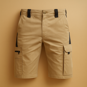 Tactische outdoor short voor heren met meerdere zakken, losvallende pasvorm en duurzaam ontwerp, perfect voor kamperen en outdooractiviteiten.