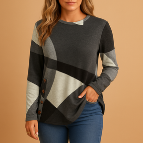 Tijdloze gebreide trui voor dames van zachte en ademende katoenmix, perfect voor zowel casual als formele looks.