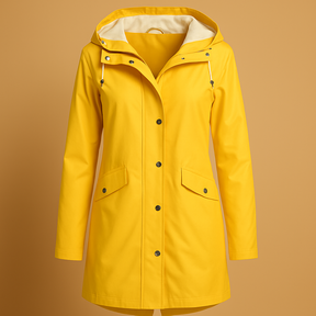 Transparante regenjas met capuchon voor dames, lichtgewicht en ademend. Beschermt tegen regen terwijl je outfit zichtbaar en stijlvol blijft.