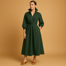 Vintage geïnspireerde A-lijn damesjurk met flatterende taille en lichtgewicht stof, perfect voor bruiloften en casual gelegenheden.