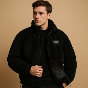 Heren corduroy jack met katoenen voering en comfortabele pasvorm, ideaal voor koude dagen en casual winteroutfits.