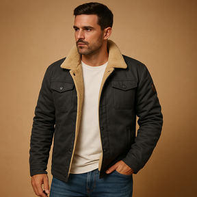 Heren bomberjack met geribde boorden en isolerende voering, perfect voor winterse dagen en casual outfits.