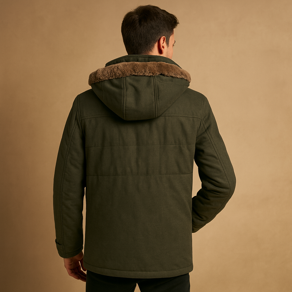 Warme heren winter jas met capuchon, tijdloos design en dikke voering, ideaal voor koude dagen en outdoor-activiteiten.