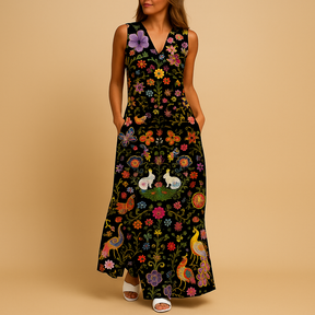 Luchtige dames zomerjurk met opvallende kleurrijke print, ideaal voor dagelijks dragen, feestjes en warme zomerdagen